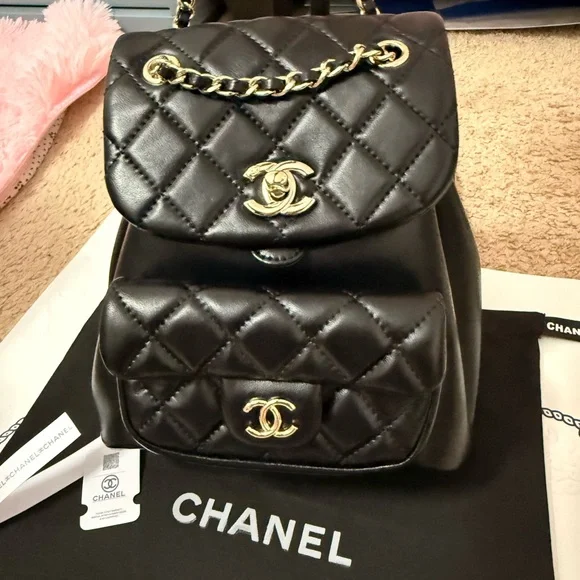 Chanel Black Quilted Leather Backpack - Picture 1 of 8